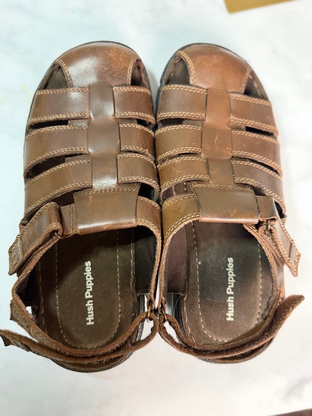 Men's, boys Brown Leather Hush Puppies Sandal EUC Size 8